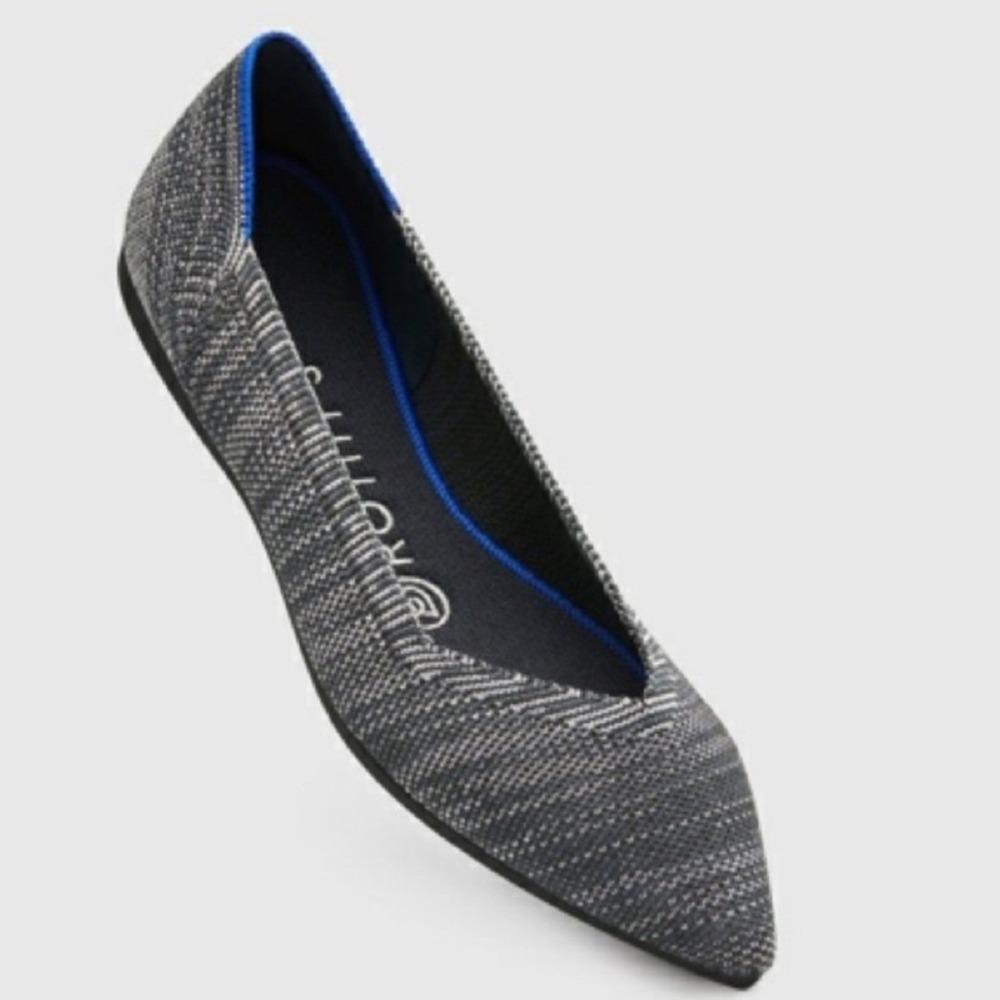Rothy's Pointed Toe Flats Womens 7 Granite Heather Excellent Retired Gray Knit